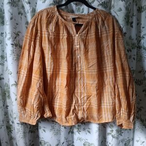 Universal Thread Plaid Balloon Sleeve Blouse